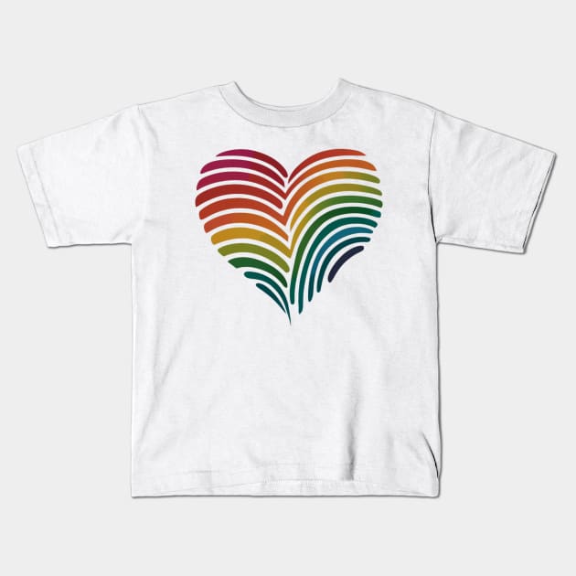 Love Matters Rainbow Fingerprint Kids T-Shirt by SOS@ddicted